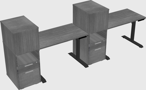 Dual motor electric desk w/cabinet