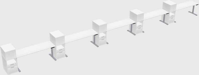 Dual motor electric desk w/cabinet