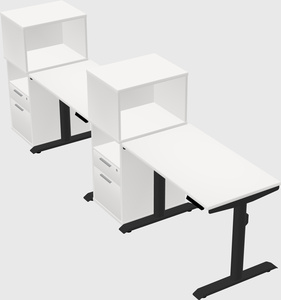 Dual motor electric desk w/cabinet