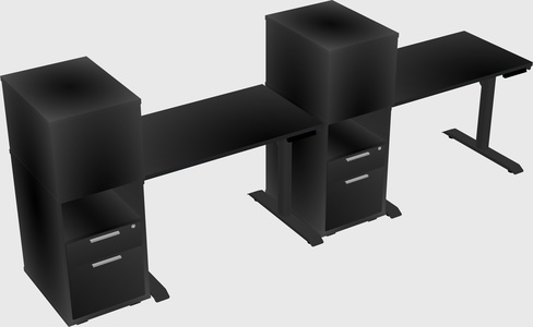 Dual motor electric desk w/cabinet