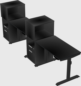 Dual motor electric desk w/cabinet