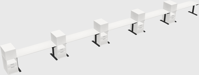 Dual motor electric desk w/cabinet