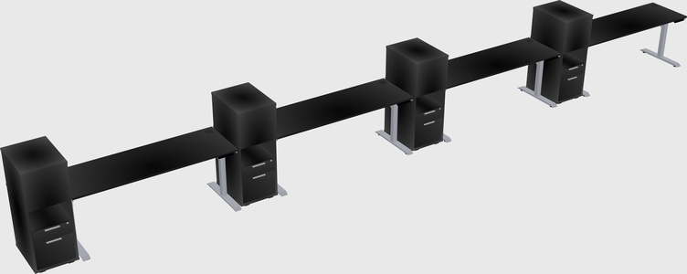 Dual motor electric desk w/cabinet