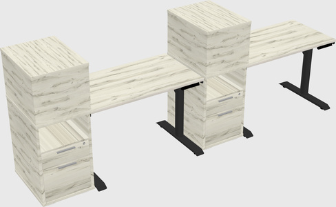 Dual motor electric desk w/cabinet