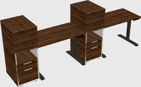 Dual motor electric desk w/cabinet