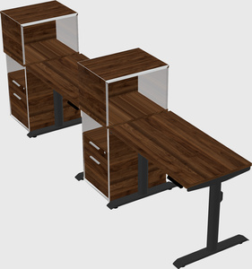 Dual motor electric desk w/cabinet