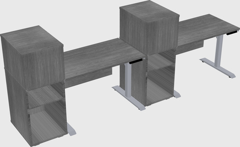 Dual motor electric desk w/cabinet