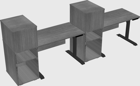 Dual motor electric desk w/cabinet