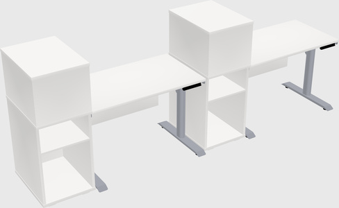 Dual motor electric desk w/cabinet