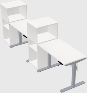 Dual motor electric desk w/cabinet