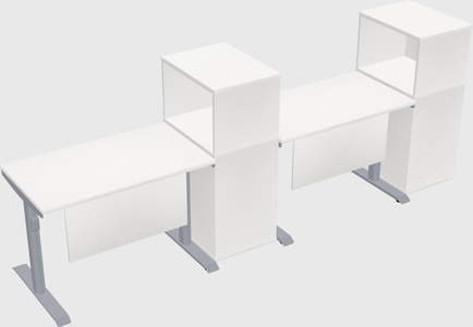 Dual motor electric desk w/cabinet