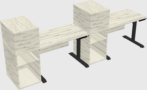 Dual motor electric desk w/cabinet