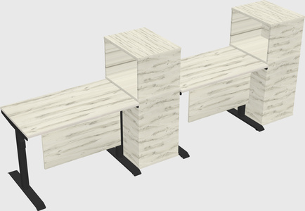 Dual motor electric desk w/cabinet