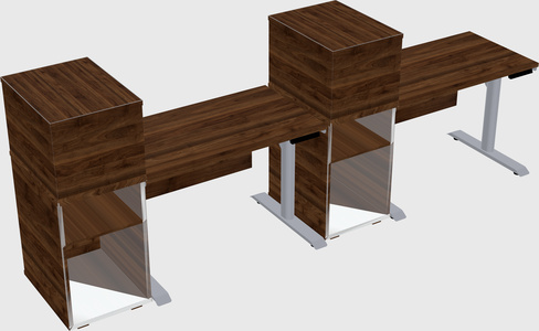 Dual motor electric desk w/cabinet