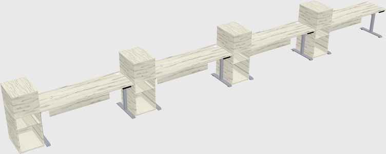 Dual motor electric desk w/cabinet