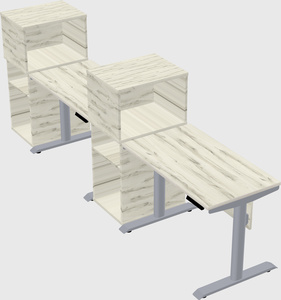 Dual motor electric desk w/cabinet