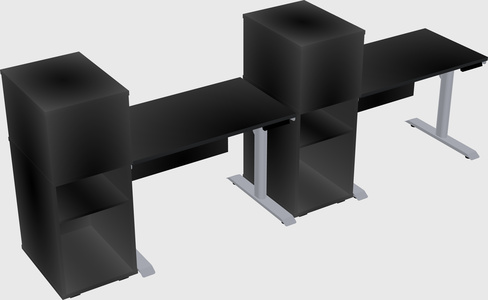 Dual motor electric desk w/cabinet