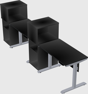 Dual motor electric desk w/cabinet