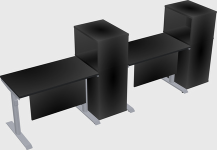 Dual motor electric desk w/cabinet