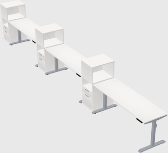 Dual motor electric desk w/cabinet
