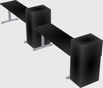 Dual motor electric desk w/cabinet
