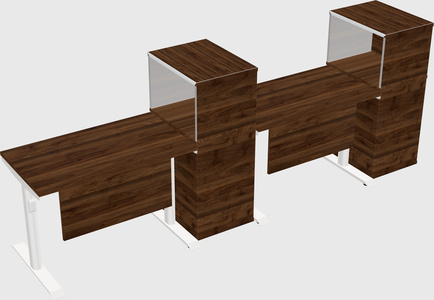 Dual motor electric desk w/cabinet