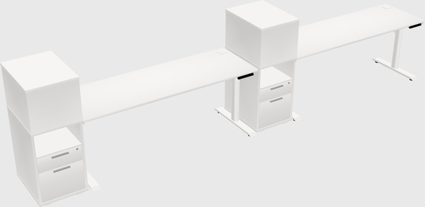 Dual motor electric desk w/cabinet