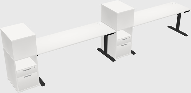 Dual motor electric desk w/cabinet