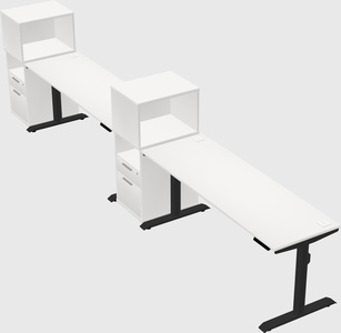 Dual motor electric desk w/cabinet