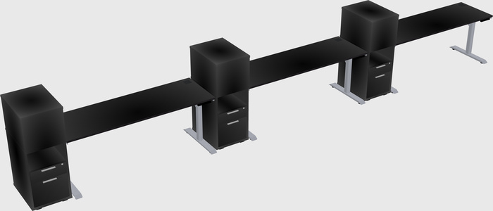 Dual motor electric desk w/cabinet