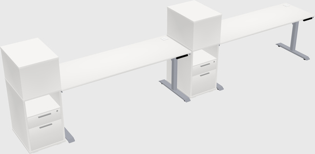 Dual motor electric desk w/cabinet