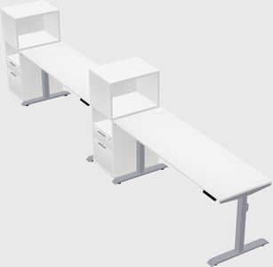 Dual motor electric desk w/cabinet