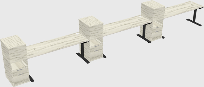 Dual motor electric desk w/cabinet