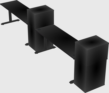 Dual motor electric desk w/cabinet