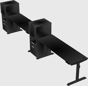 Dual motor electric desk w/cabinet