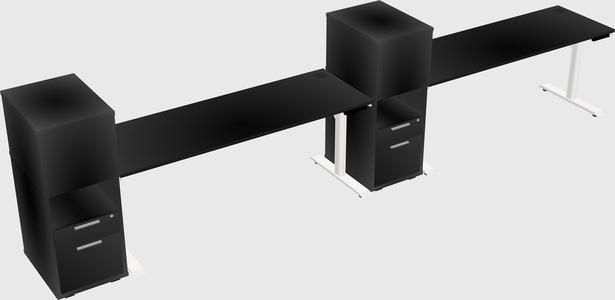 Dual motor electric desk w/cabinet