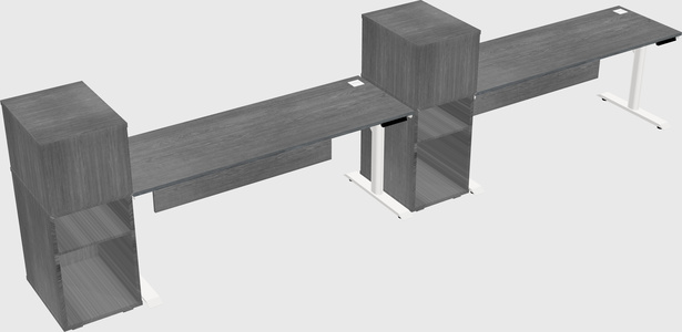 Dual motor electric desk w/cabinet