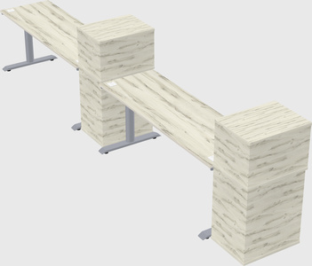 Dual motor electric desk w/cabinet