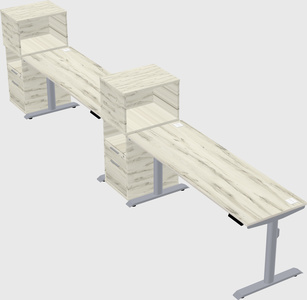 Dual motor electric desk w/cabinet