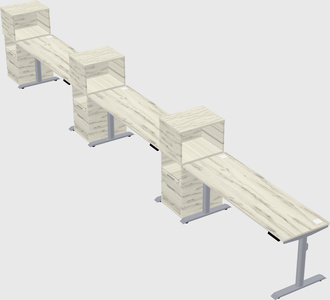 Dual motor electric desk w/cabinet