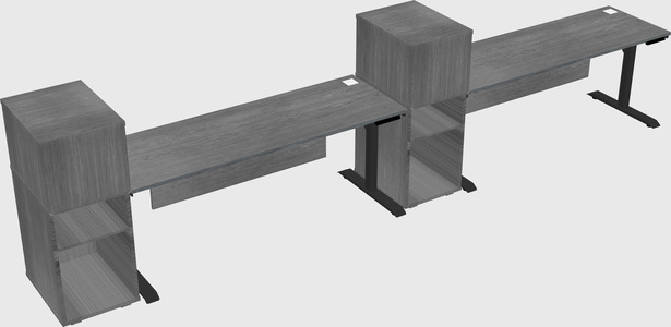 Dual motor electric desk w/cabinet