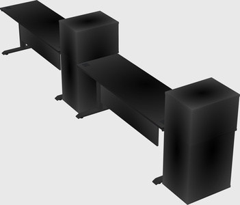 Dual motor electric desk w/cabinet