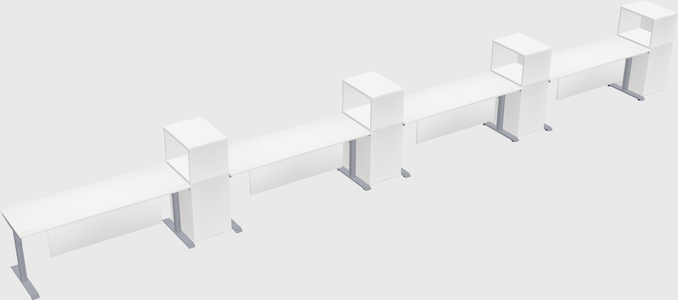 Dual motor electric desk w/cabinet