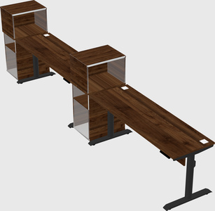 Dual motor electric desk w/cabinet