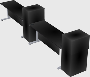 Dual motor electric desk w/cabinet