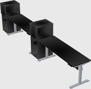 Dual motor electric desk w/cabinet