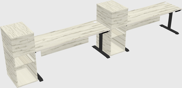 Dual motor electric desk w/cabinet
