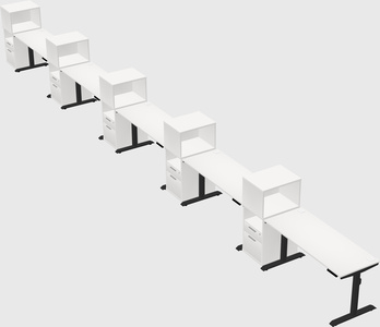 Dual motor electric desk w/cabinet