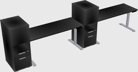Dual motor electric desk w/cabinet