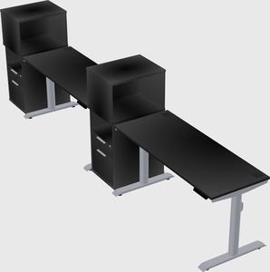 Dual motor electric desk w/cabinet